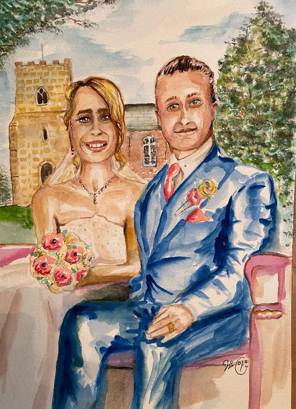 Live wedding watercolour painting