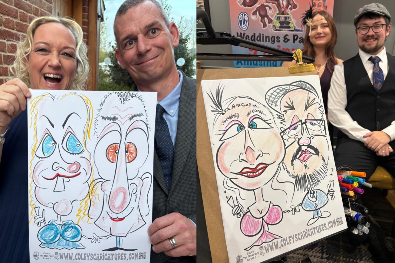 cartoon wedding fun at Sprowston manor 