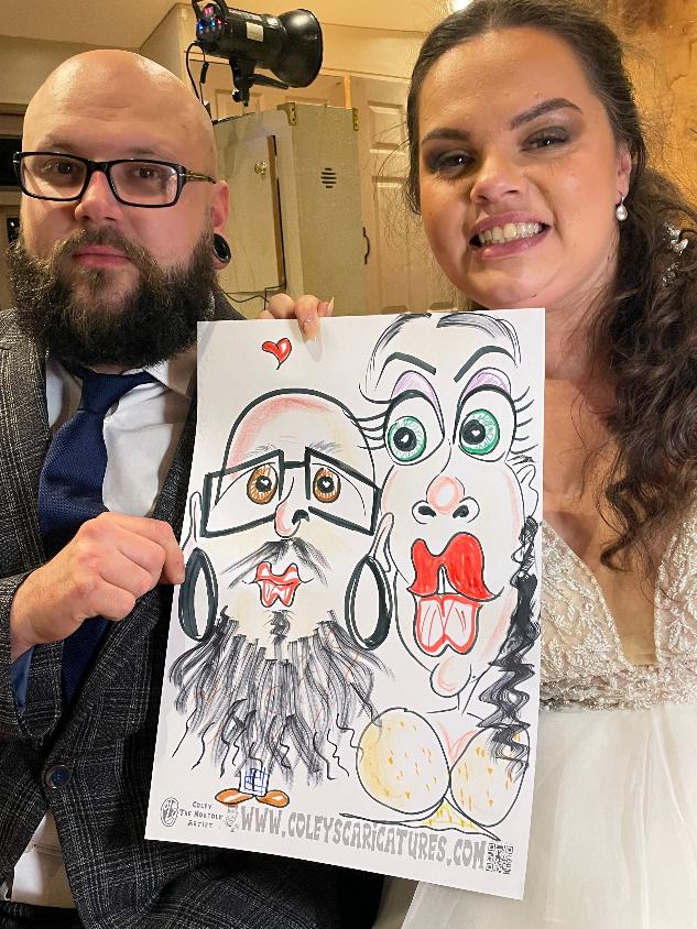 Bride and groom quick caricatures