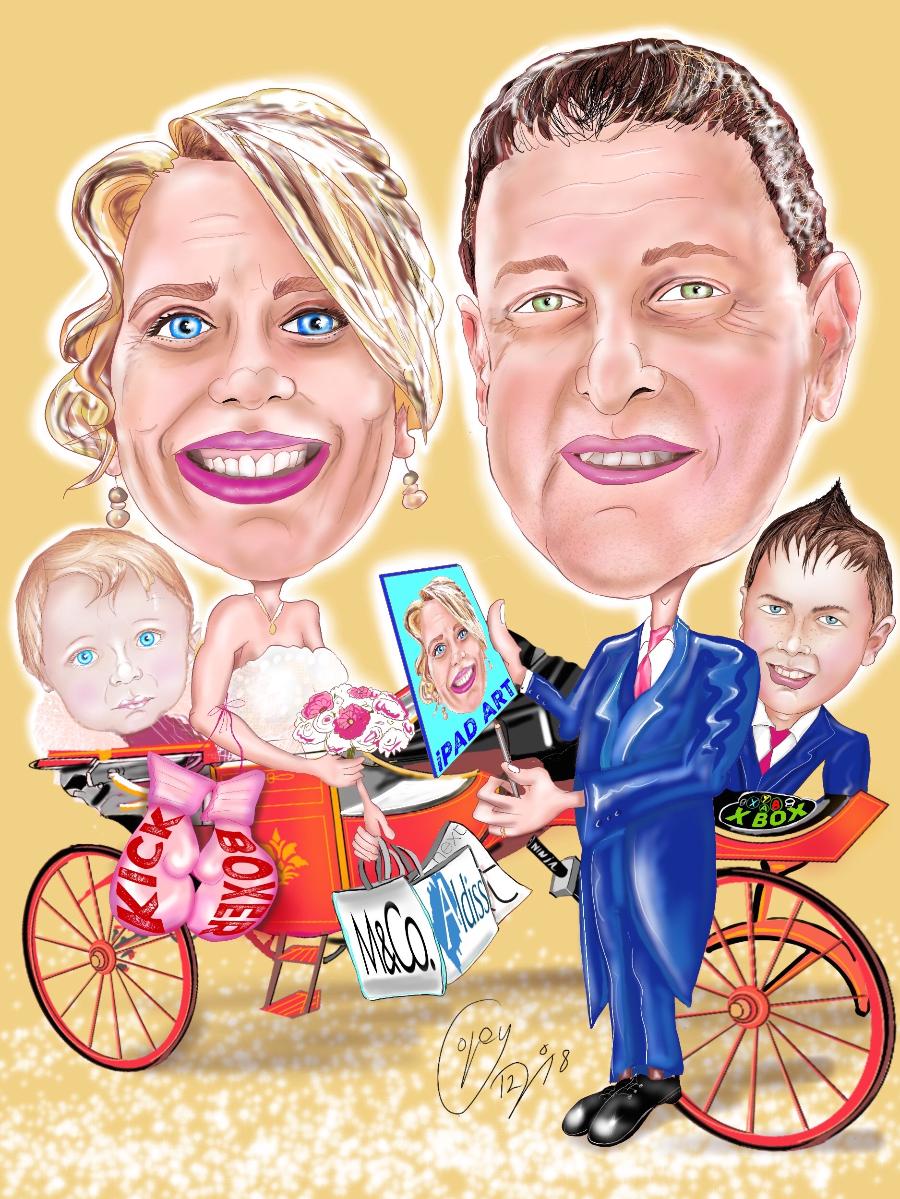 Wedding drawings can be produced via email and then printed on a canvas
