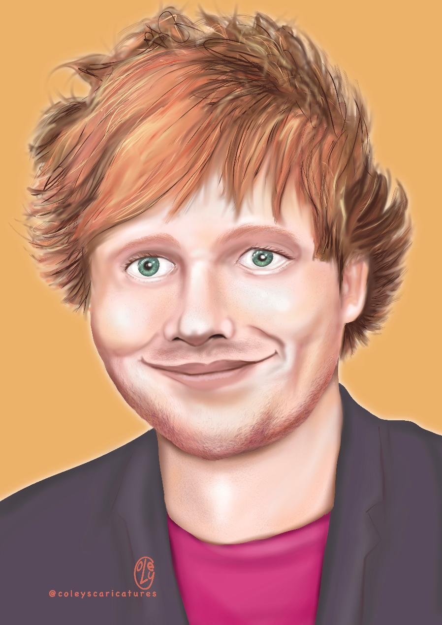 Ed Sheeran portrait image drawn on the iPad 