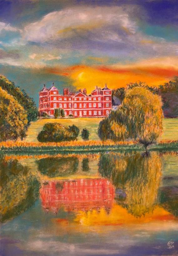 Dunston hall pastel painting