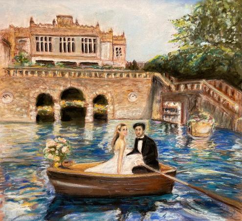 hands painted wedding pastel 