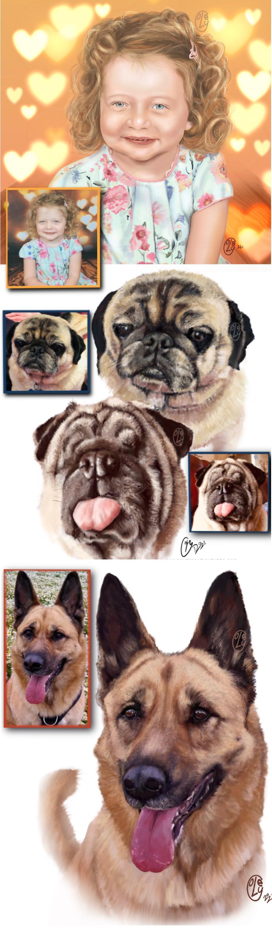 Realistic portraits or people or your favourite pet , they can be immortalised. 