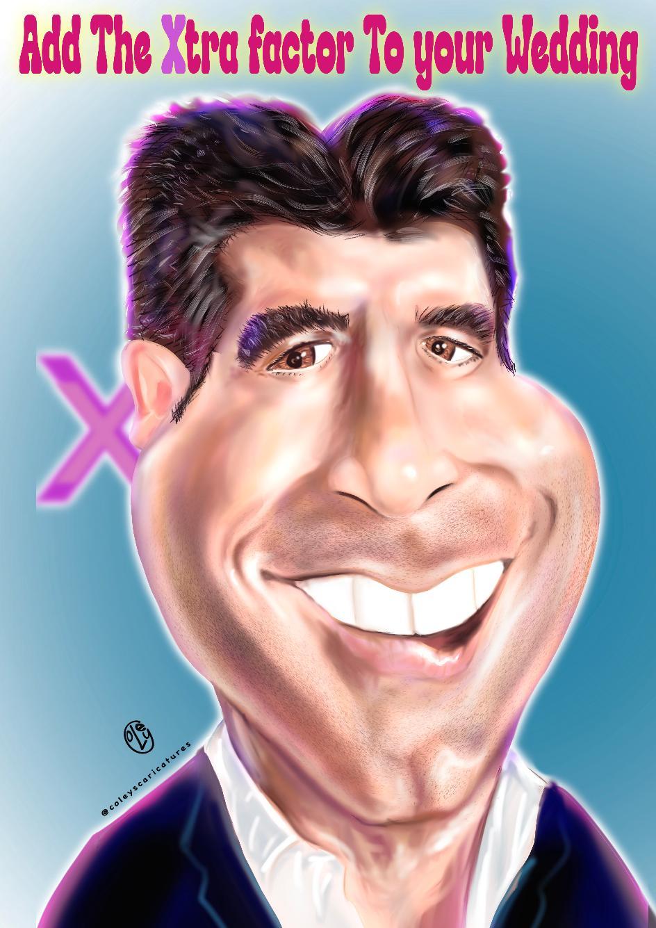 X factor, Simon Cawell caricatured drawing 